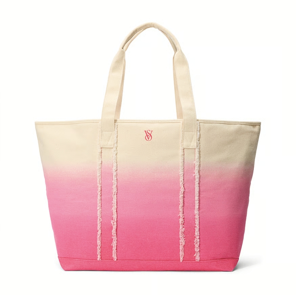 PINK Victoria's Secret Ombré Canvas Beach Zip Tote Bag NEW MSRP $49